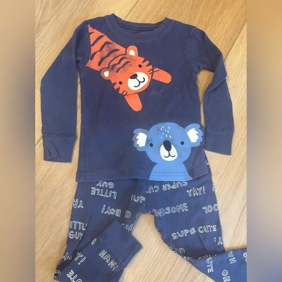 Carter's Navy Blue Toddler Pajamas 24M with Tiger and Koala - Picture 1 of 4
